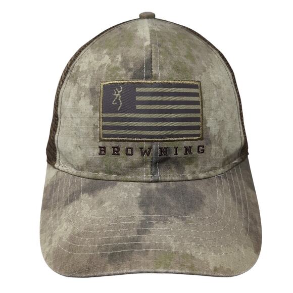 Browning Flag Snapback Trucker Hat Multicolor One Size Mesh Back Camo - Picture 1 of 9